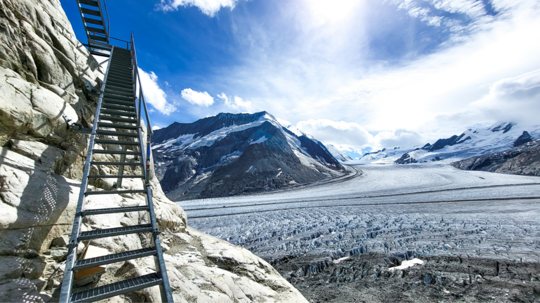 Die Treppe zur Konkordiahütte. 444 an der Zahl. (Foto: Marco Schulz)